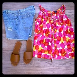 WFH J.Crew Colorful Silk Blouse